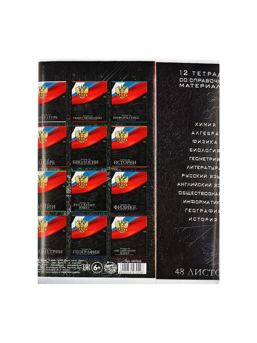 Набор предметных тетрадей Calligrata «Герб», 12 предметов, 48 листов, со справочным материалом, обложка из мелованного картона