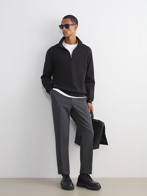 Dik Yaka Erkek Sweatshirt