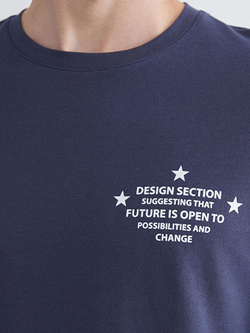 Bisiklet Yaka Uzun Kollu Bask?l? Erkek Ti??rt