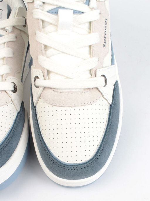 05-P232-5 WHITE/BLUE Кроссовки женские (натуральная замша, искусственная кожа)