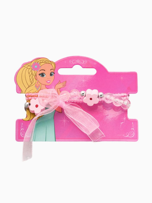 Цена за 2 шт. Набор детских браслетов 3 шт. «Выбражулька. Цветок. Бант», d=6 см, белый, розовый