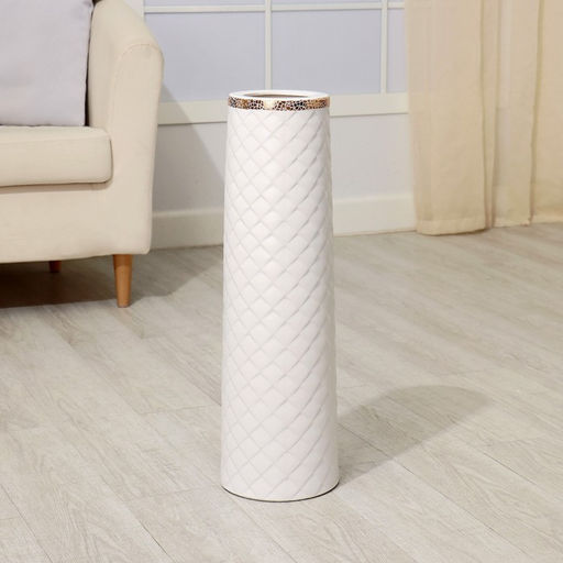Ваза напольная «Геометрия люкс», 15×60 см, керамика, белая