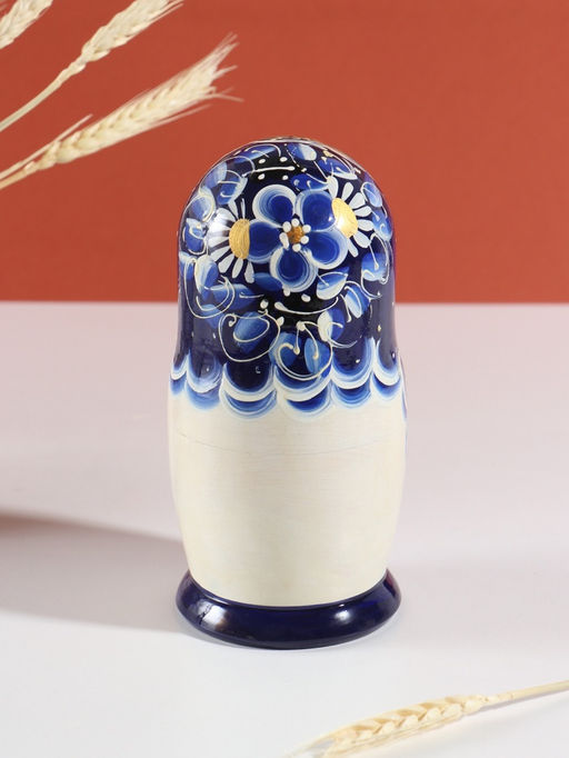 Матрёшка дерево «Марина», гжель, 5-кукольная, 19 см
