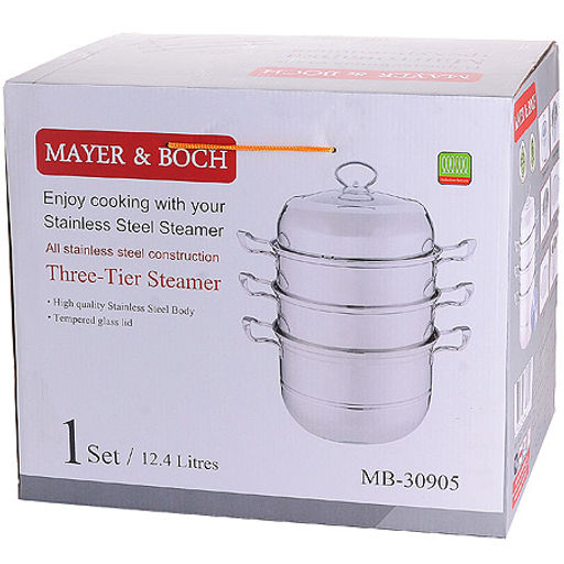 30905 Мантоварка 3х-ярусная 12,4л 32 см нерж/ст MB (х4) - Mayer&boch фото 3
