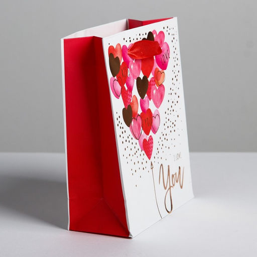 Цена за 3 шт. Пакет подарочный ламинированный, упаковка, I love you, S 12×15×5.5 см