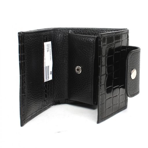 Портмоне женское Croco-ПР-906 натуральная кожа 1 отд, 4 карм, черный крок/черный флотер (200/40) 231848  фото 3