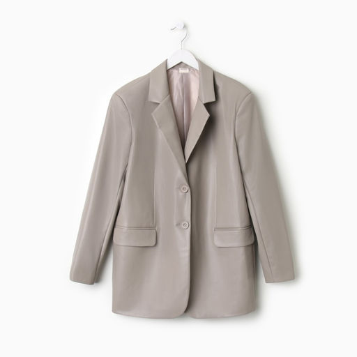Пиджак женский (экокожа) Eco leather, цвет серый, размер 46-48