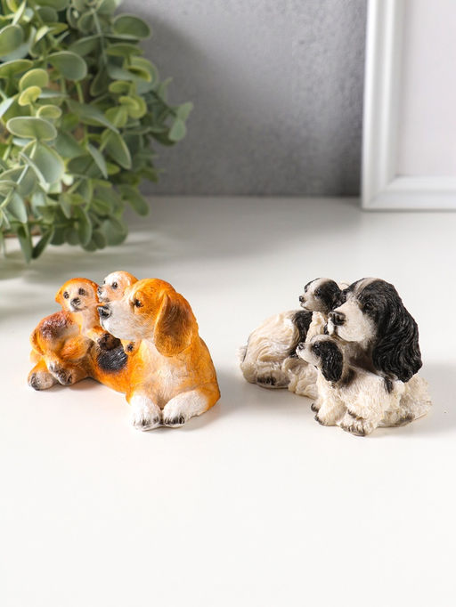 Набор фигурок 2 шт. полистоун «Собаки с щенками», 5.5×9.5×5.5 см