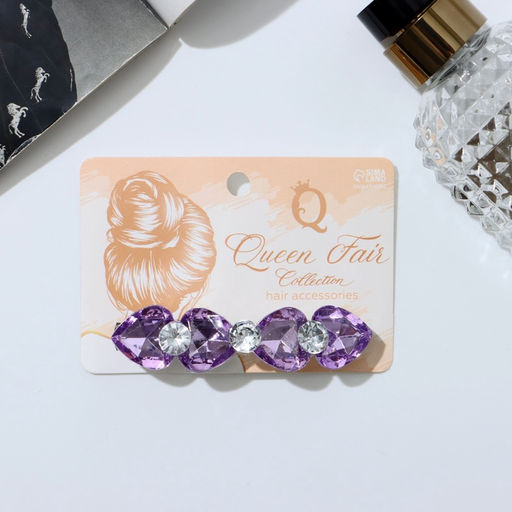 Цена за 4 шт. Заколка - автомат для волос «Грани», сердечки, 8 см, МИКС