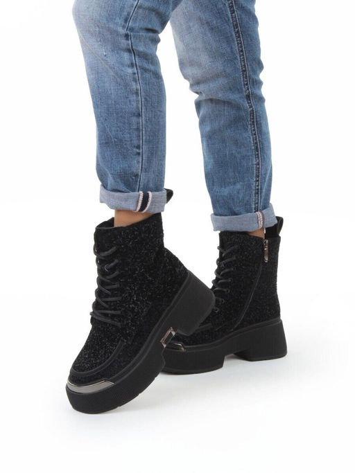 01-DMD-D256 BLACK Ботинки демисезонные женские (натуральная кожа, байка)