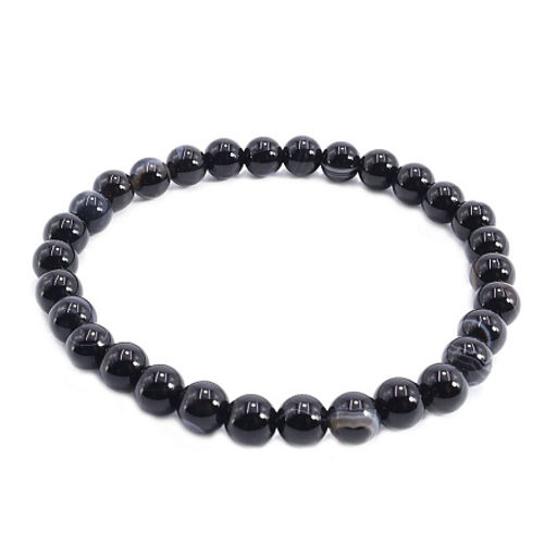 Браслет из камня Черный агат защита 6мм от дурного глаза порчи и соперниц