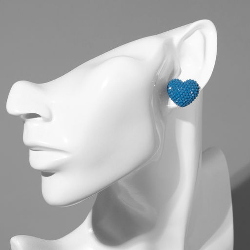 Серьги пластик Карамель сердце, цвет синий - Qf фото 2