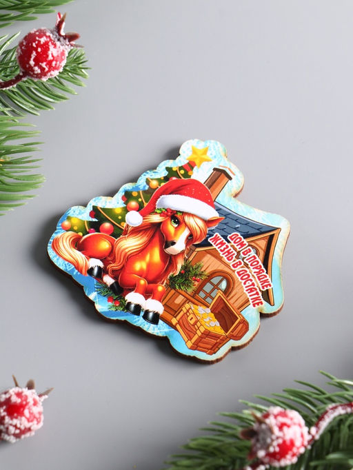 Цена за 4 шт. Магнит на холодильник Лошадка. Дом в порядке Жизнь в достатке, 7?7 см - Хорошие сувениры фото 3