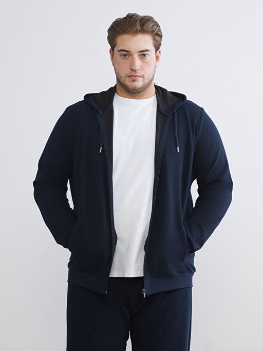 Kap??onlu Uzun Kollu Erkek Fermuarl? Sweatshirt