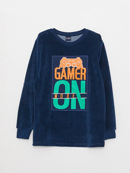 Bisiklet Yaka Bask?l? Uzun Kollu Erkek ?ocuk Pijama Tak?m? - Waikiki фото 2