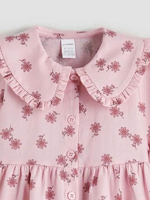 Bebe Yaka ?i?ekli K?z Bebek Elbise