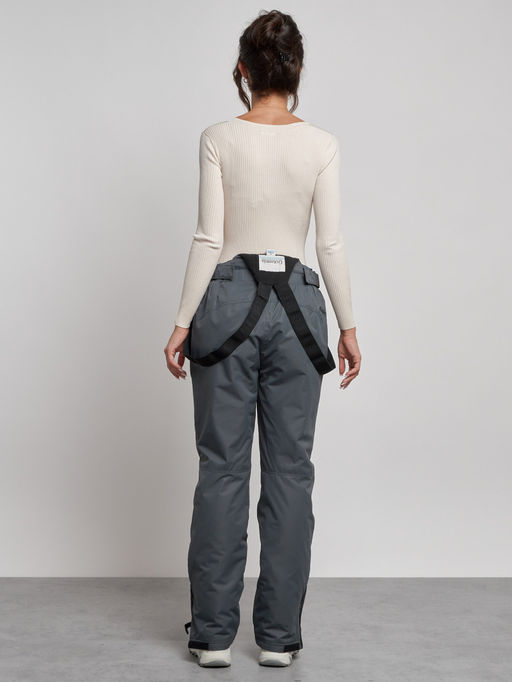 Полукомбинезон утепленный женский зимний горнолыжный серого цвета 7607Sr - Colannia фото 16