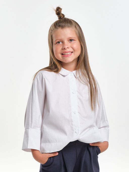 Рубашка для девочки подросткам школьная форма UD 7948 голубой - Mini maxi фото 12