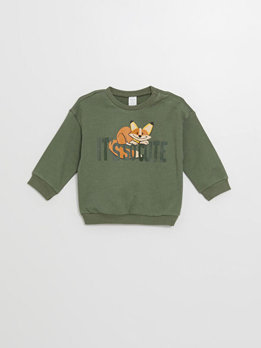 Bisiklet Yaka Uzun Kollu Bask?l? Erkek Bebek Sweatshirt ve E?ofman Alt 2li Tak?m - Waikiki фото 2