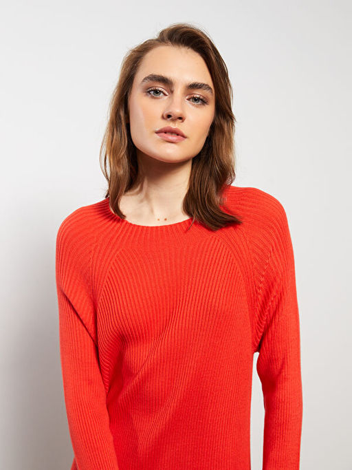 Bisiklet Yaka D?z Uzun Kollu Triko Elbise