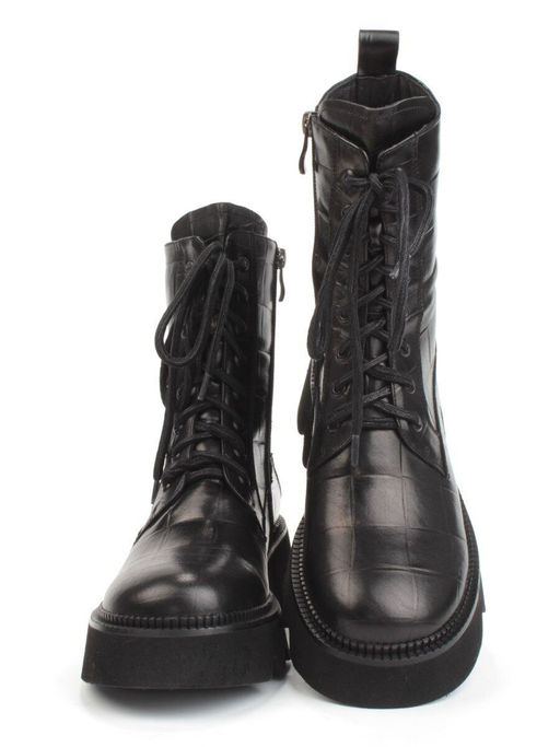 01-C1110-1 BLACK Ботинки демисезонные женские (натуральная кожа, байка)