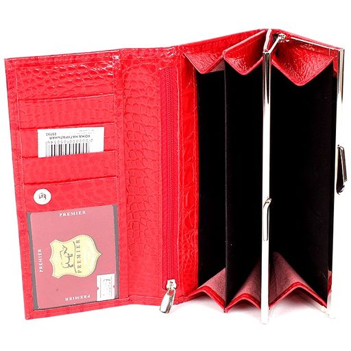 Портмоне женское Premier-D-1 н/к, 6 отд, 4 карм, красный-алый кайман (15) 166459  фото 3