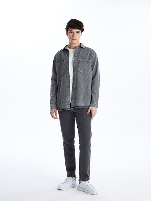 Regular Fit Uzun Kollu Erkek Jean G?mlek