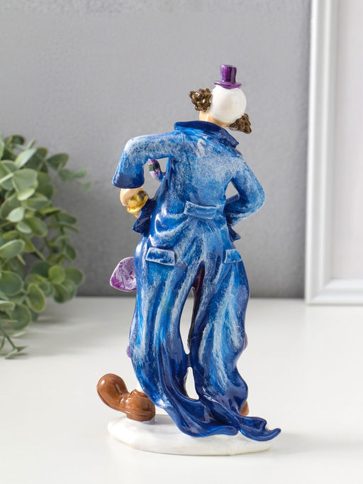 Сувенир полистоун "Клоун с гармошкой" сине-фиолетовый 6,5х11х23 см