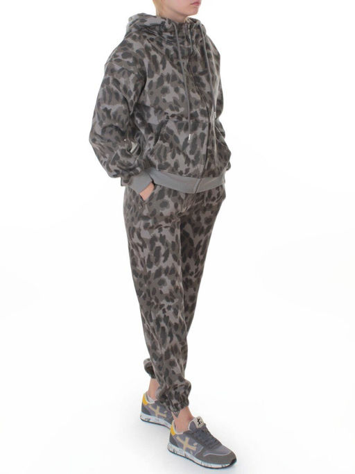 869-3 GRAY/LEOPARD Костюм спортивный зимний женский (95% хлопок, 5% полиэстер)