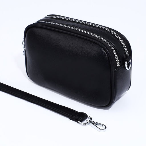 Сумка кросс-боди на молниях, наружный карман, цвет чёрный - Simaland фото 5