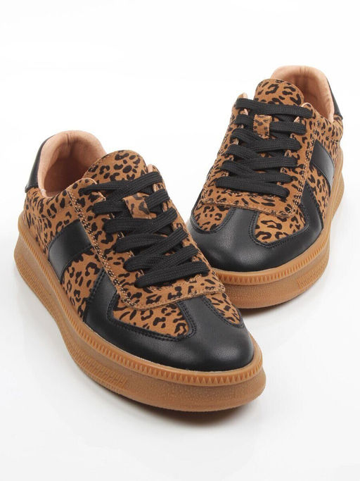 03-YH503-1 BLACK/LEOPARD Кроссовки женские (натуральная кожа, натуральная замша) - Фабричный китай фото 8