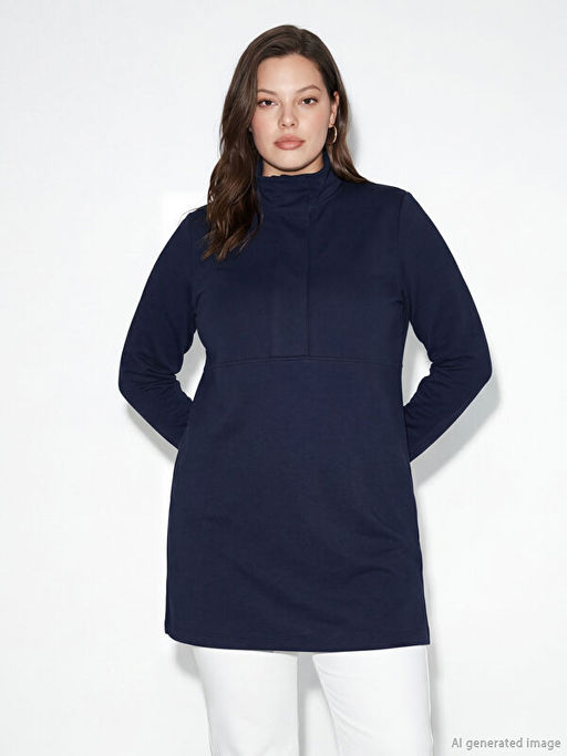 Dik Yaka Soft Touch Kad?n Sweatshirt Tunik