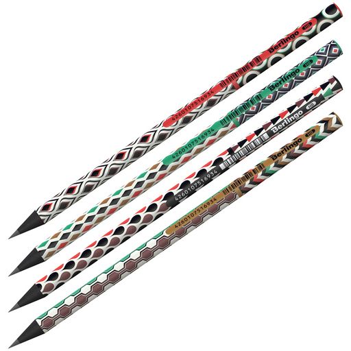 Цена за 2 шт. Карандаш ч/гр. BERLINGO "Arcade" HB, без ластика (BP01104) черное дерево, заточенный