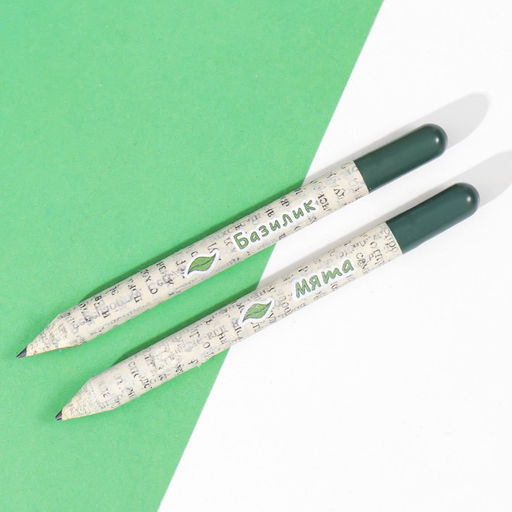 Набор для выращивания, карандаши подарочные «Базилик + Мята», mini, простые чернографитные, 2 шт.