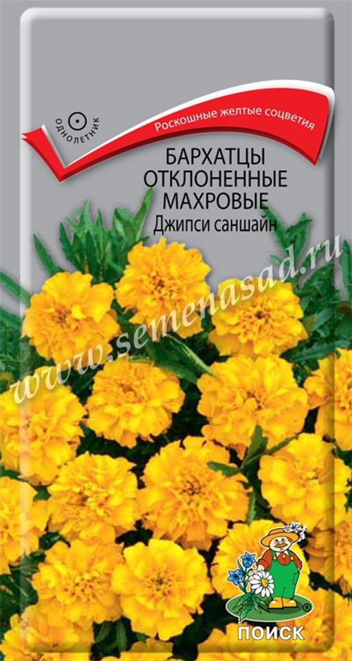 Бархатцы отклоненные махровые (Тагетес отклонённый) Джипси саншайн ( ЦВ) (1) 0,4гр.