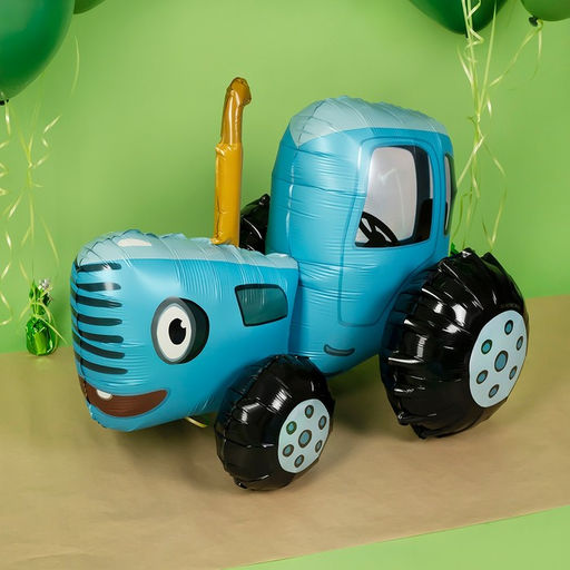 Воздушный шар фольгированный 28" «3D Синий Трактор», фигура