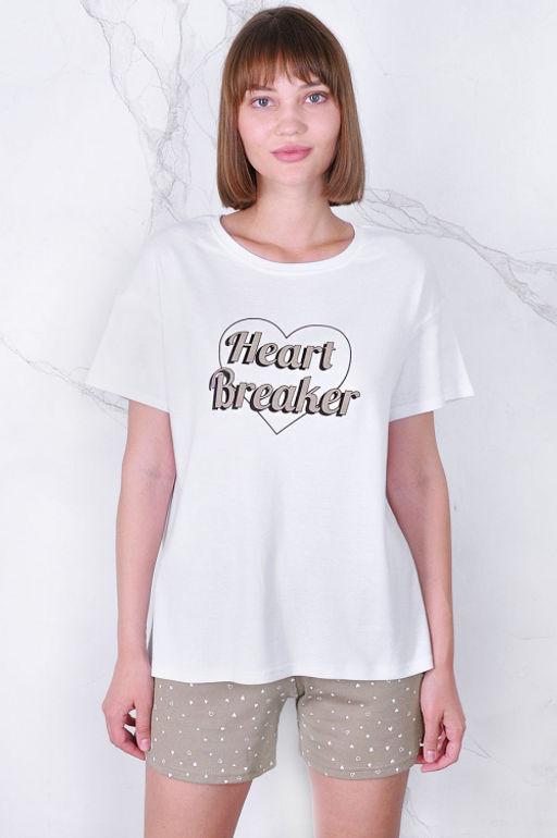 Арт. 9133 Пижама с шортами 42-50 (5 шт) Цвет:верх- белый, низ- пудра