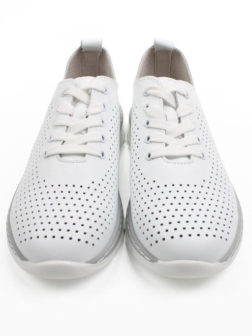 03-YE547-1 WHITE Полуботинки летние спортивные женские (натуральная кожа)