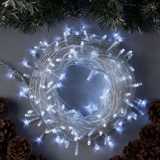 Гирлянда Нить 20 м, IP20, прозрачная нить, 200 LED, 8 режимов, 220 В, свечение белое