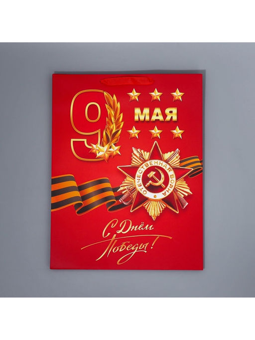 Цена за 2 шт. Пакет подарочный ламинированный, упаковка, С победой, 9 мая, L 31?40?11 см - Дарите счастье фото 6