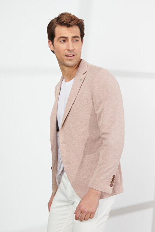 Slim Fit Dar Kesim Mono Yaka Desenli Kiremit Ceket 4A0423200020KMT