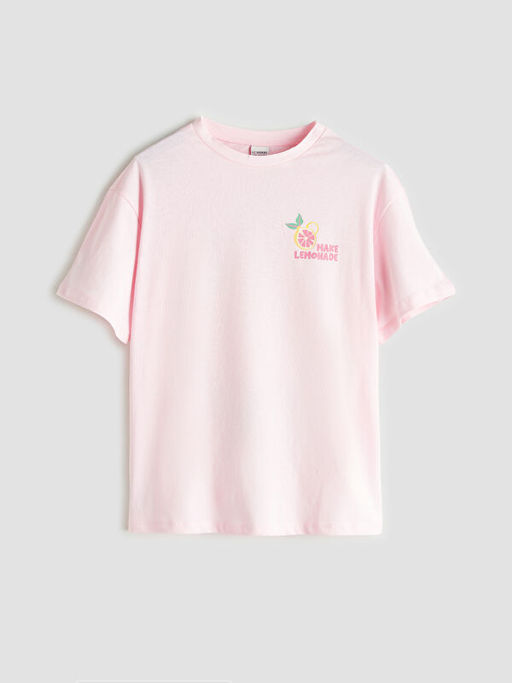 Bisiklet Yaka ?i?ekli K?z ?ocuk Ti??rt