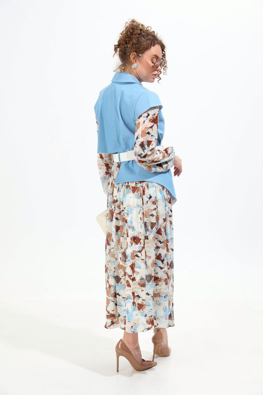 Платье NIKVA н904-4 голубой+акварель  фото 9