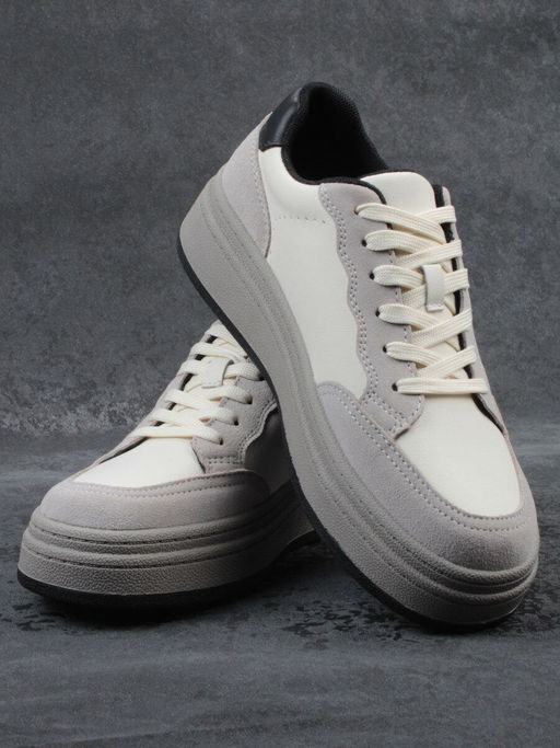 03-YE475-2 BEIGE/GREY Кроссовки женские (натуральная кожа) - Фабричный китай фото 12