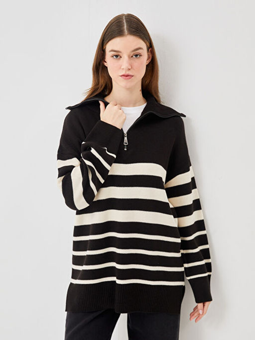 Dik Yaka D?z Uzun Kollu Kad?n Triko Kazak - Waikiki фото 3