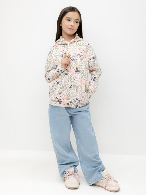 КР 302033/светлый жемчуг,летний сад джемпер (худи) для дев