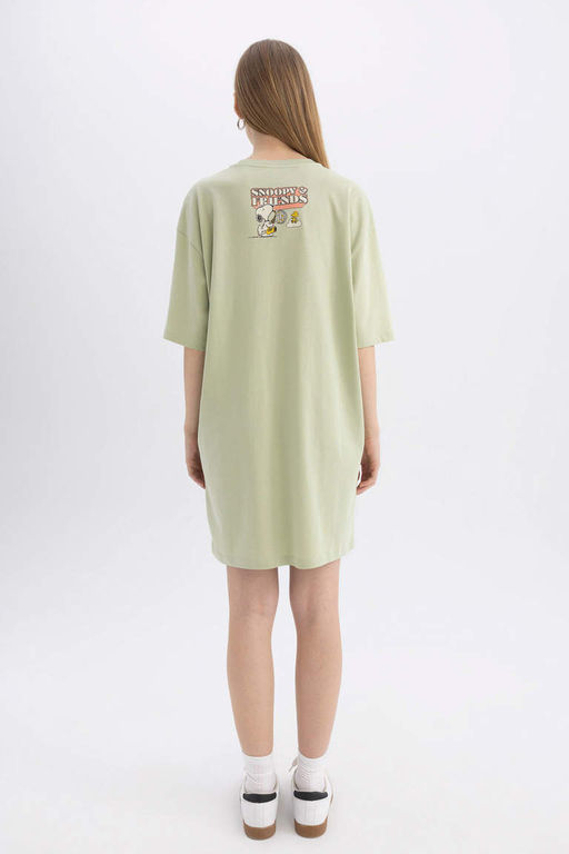Мини-платье-футболка Cool Snoopy из чесаного хлопка с короткими рукавами - Defacto фото 8