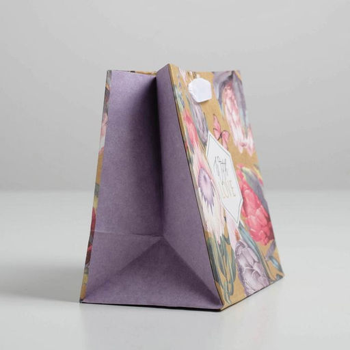 Пакет подарочный крафтовый квадратный, упаковка, «With love», 14×14×9 см