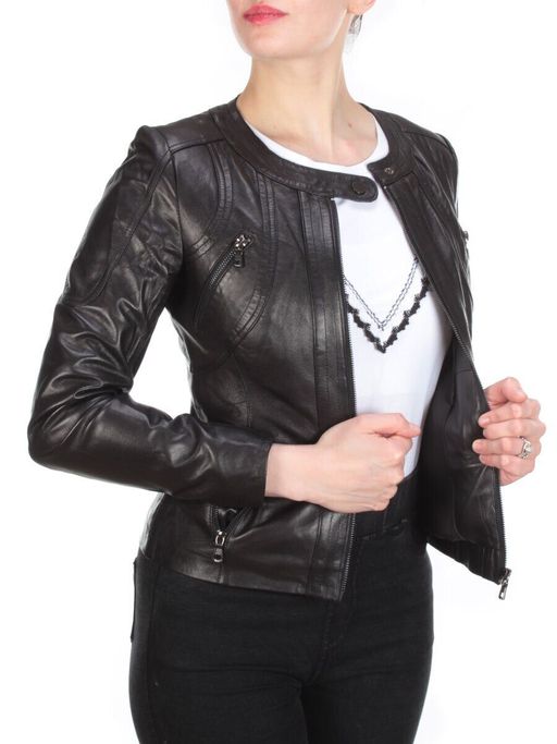 330 DARK BROWN Куртка кожаная женская - Фабричный китай фото 8