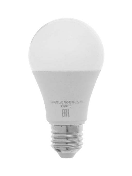 Цена за 2 шт. Лампа светодиодная TANGO, А60, 18 Вт, E27, 1710 Лм, 4000K, IP20, свечение нейтральное белое